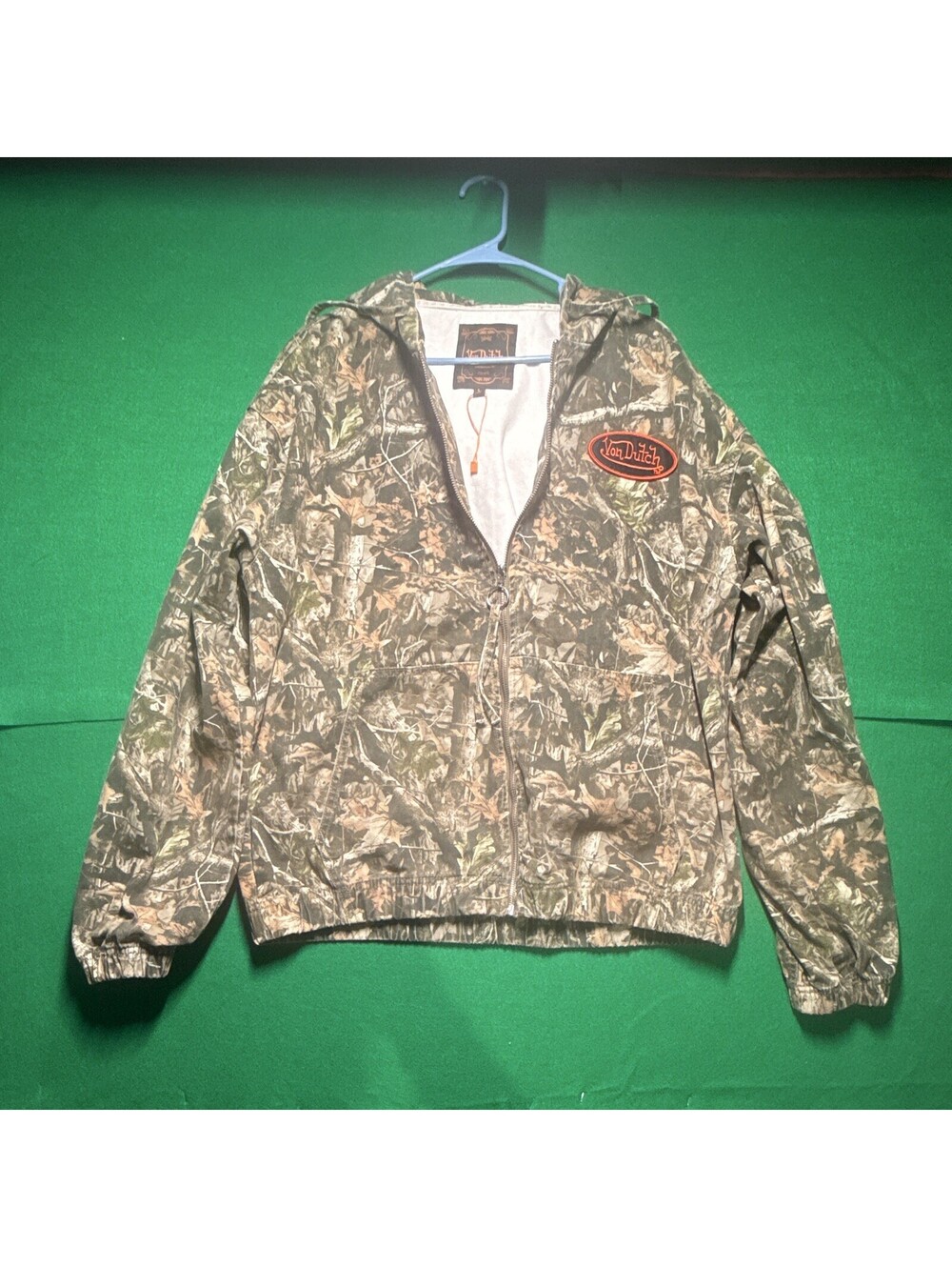 Von Dutch Canvas Zip Up Hoodie Mens Large L Realtree Camo Invaders Heavy Jacket